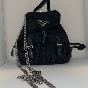 Authentic Prada mini backpack on chain